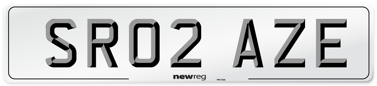 SR02 AZE Number Plate from New Reg